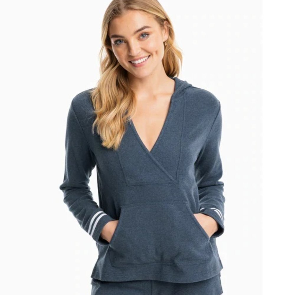 Southern Tide Women's Coimbra Heather Cross Over Hoodie Size L